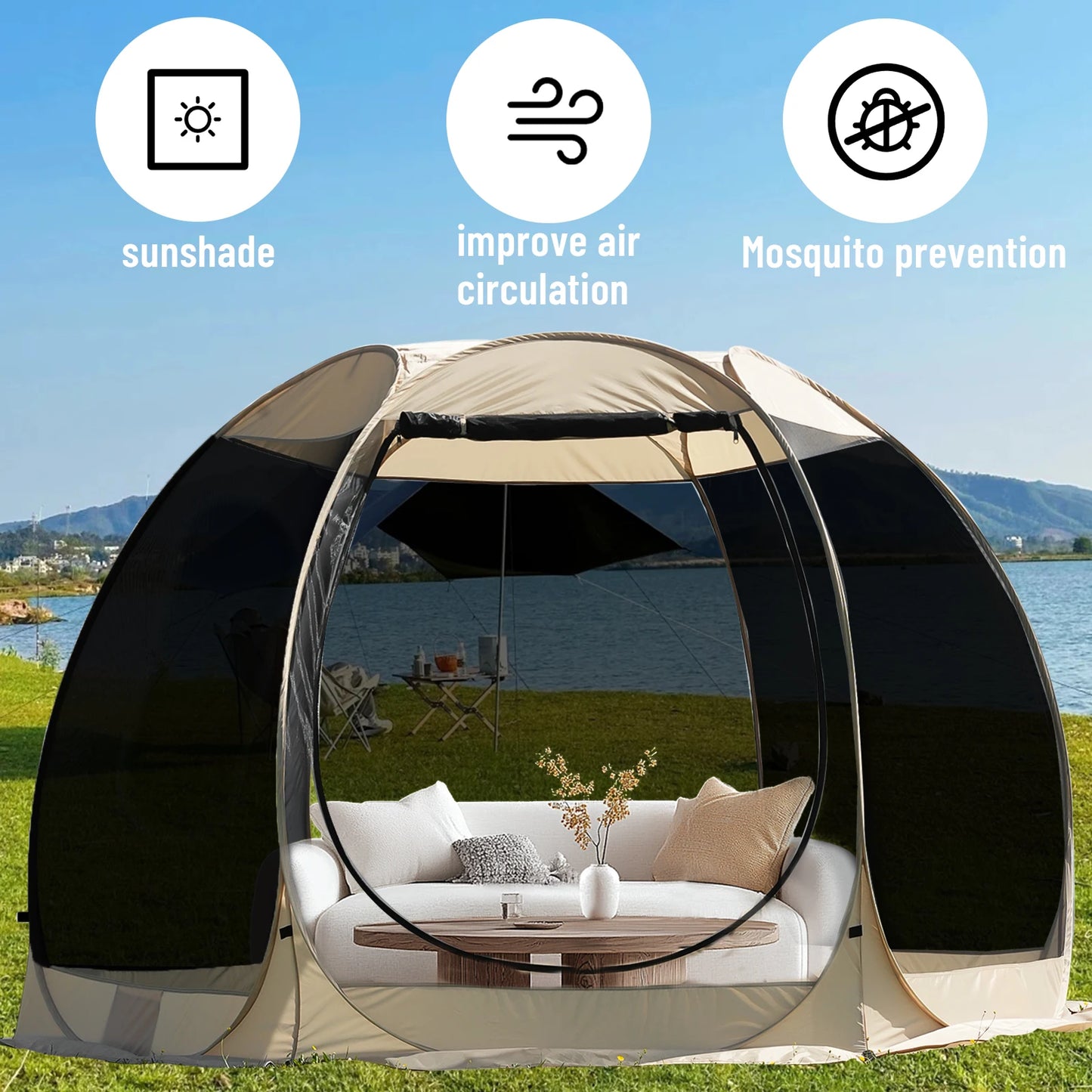 Ljustra Pop Up Party Tent 4-6 Person Pavilion Screen Camping Canopy
