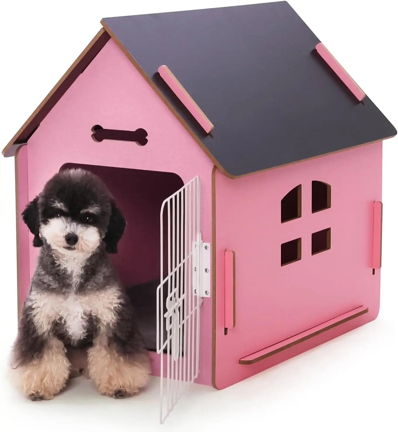Cozy Wooden Indoor Dog House for Small Dogs and Cats with Air Vents