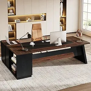 Large L-Shaped Executive Desk with Storage Modern Office Furniture