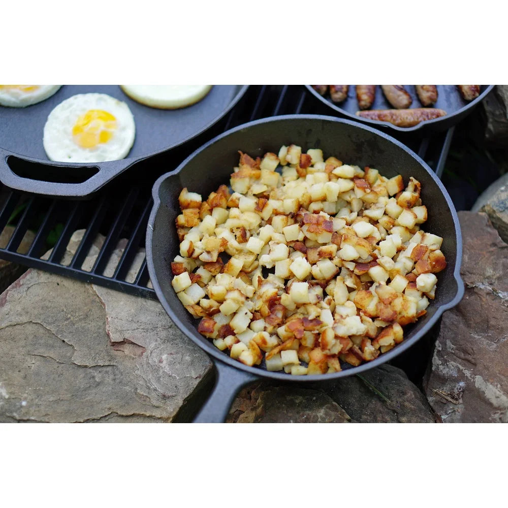 Pre-Seasoned Cast Iron Skillet Nonstick Cooking Durable Campfire Essential