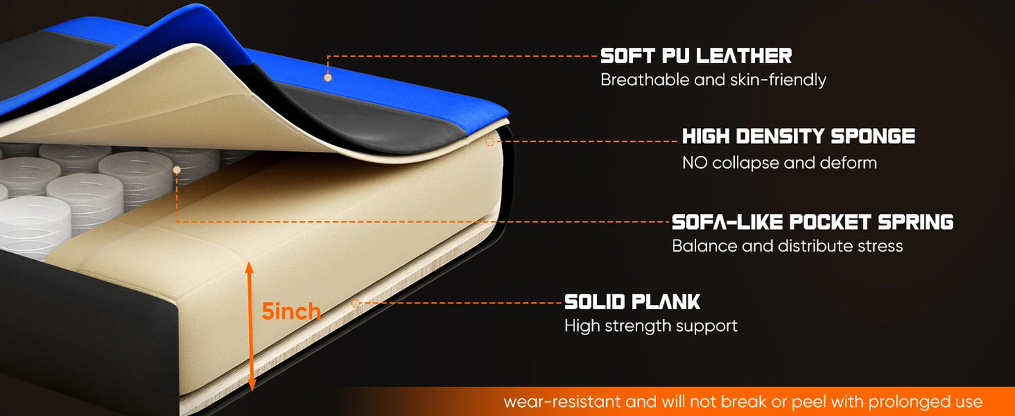 Ljustra Ergonomic Gaming Chair Adjustable Swivel PU Leather Headrest Support