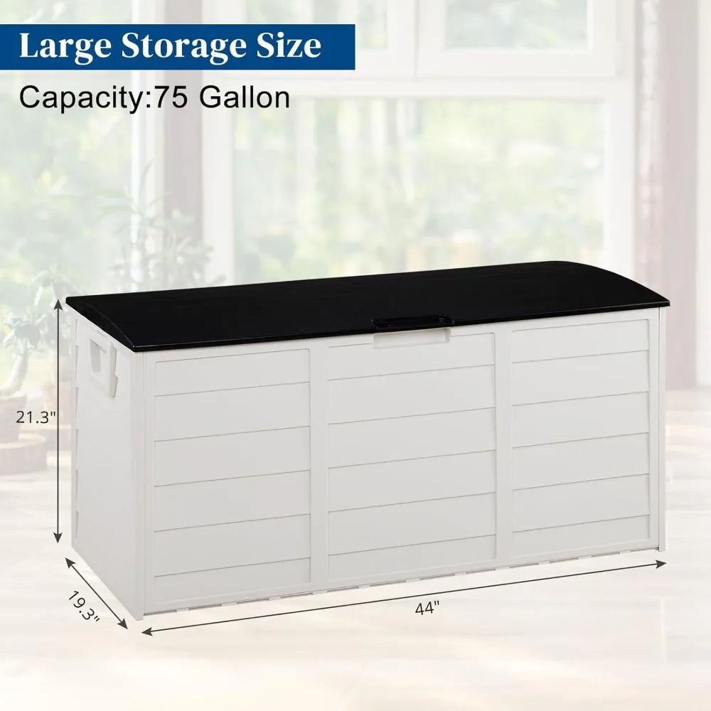 Ljustra 75 Gallon Outdoor Storage Box Waterproof Deck Box with Wheels