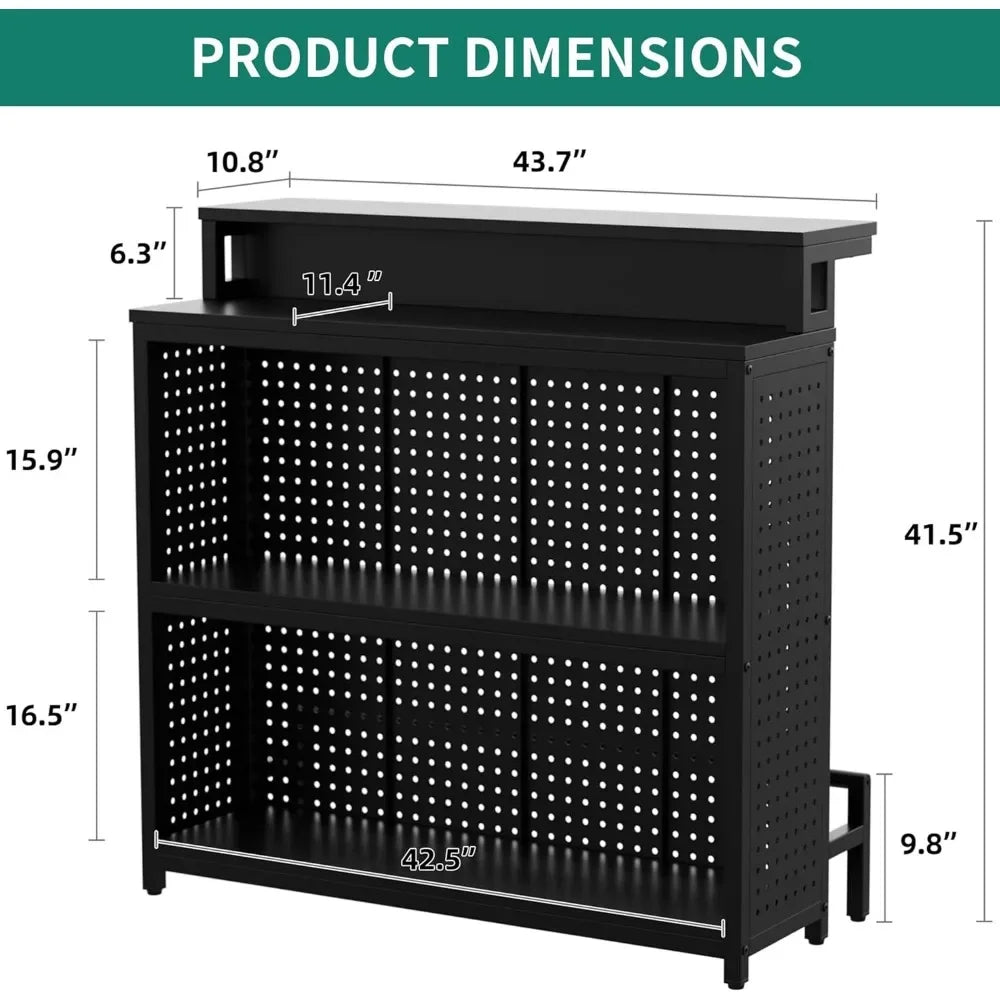 Mini Home Bar Unit with Music Sync LED Light Alcohol Storage Table