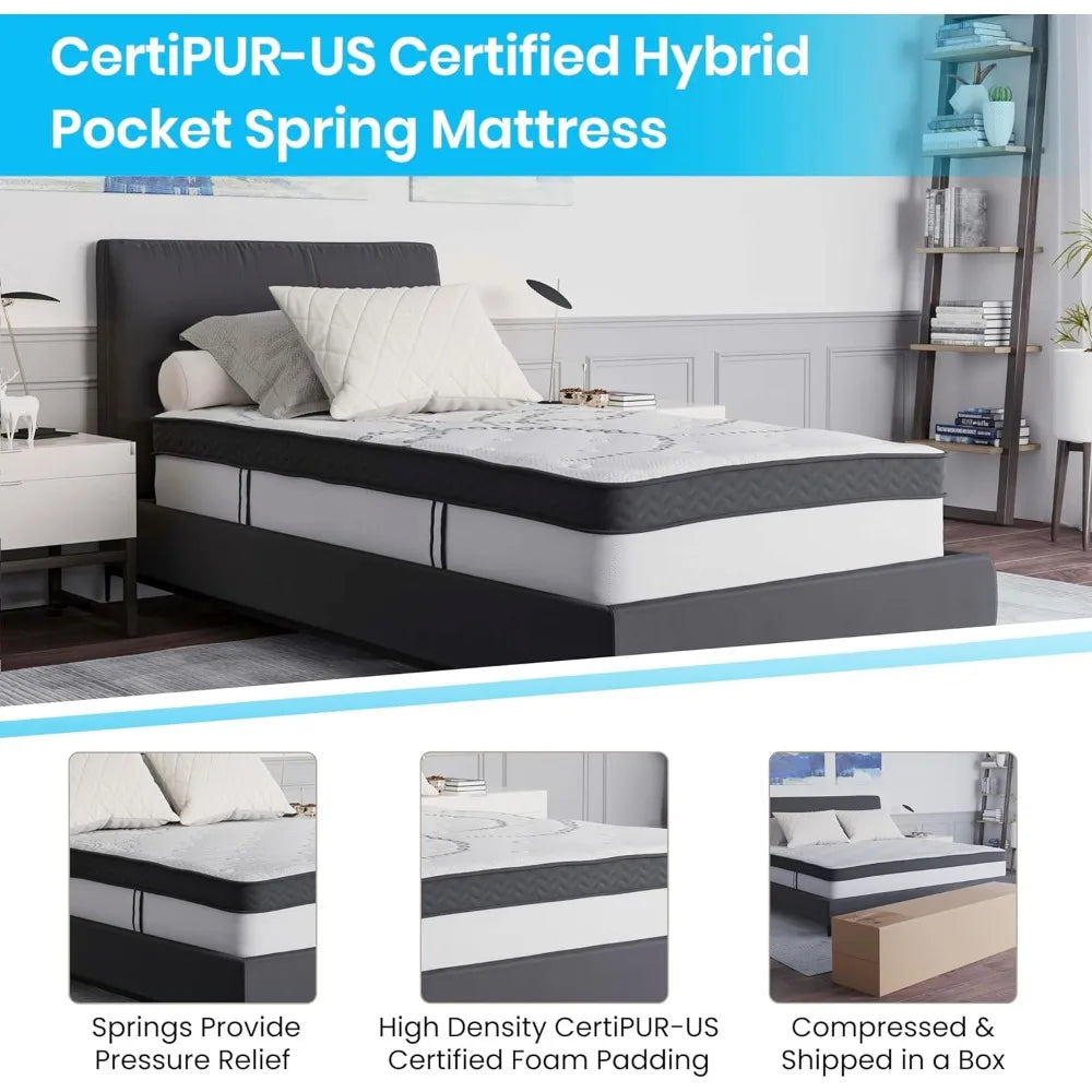 Ljustra Astor 12 Inch Hybrid Pocket Spring Twin Mattress in Box