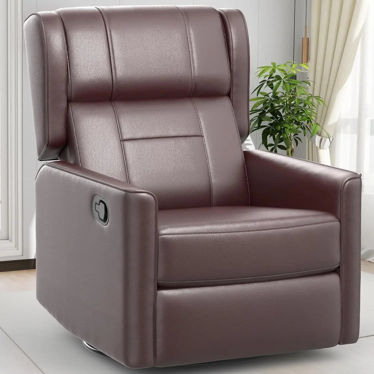 360 Swivel Recliner Chair Plush Rocking Glider Leather Upholstery