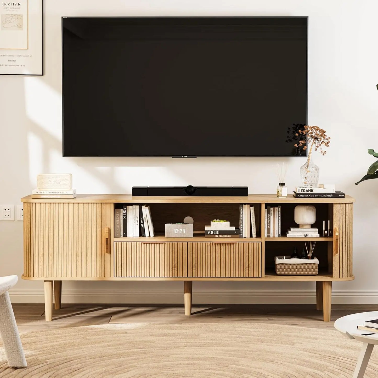 Ljustra Mid Century Modern 62.4 Inch TV Stand Media Console Table