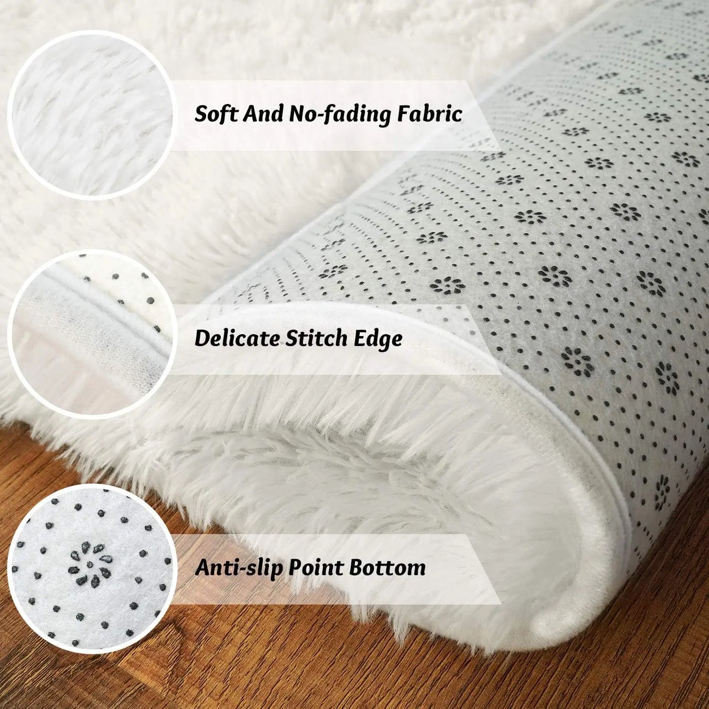 Fluffy Area Rugs for Bedroom Living Room Soft Fuzzy Non Slip Carpet