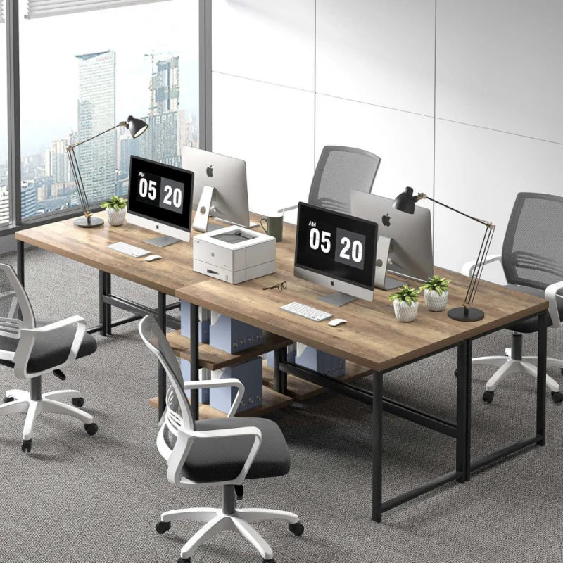 Modern L Shape Computer Desk with Storage Shelves for Home Office