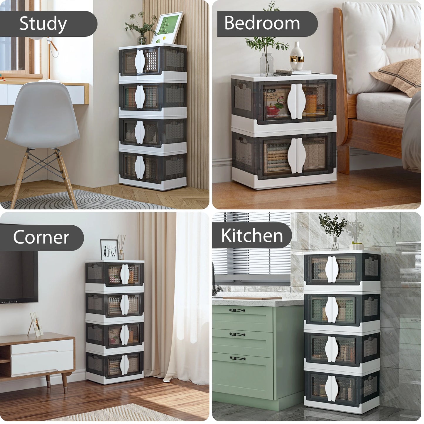 Stackable Wheeled Storage Bins Organizer for Clothing Shoes Home Office