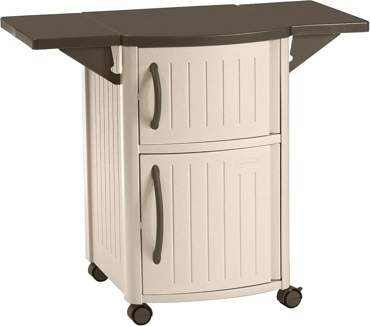 Portable Grill Prep Table Serving Station with Storage Cabinets