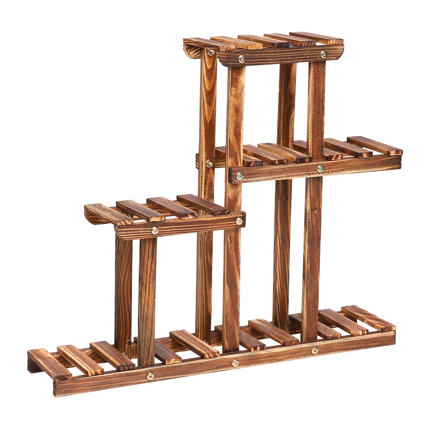 Carbonized Wood Multi Tier Plant Stand for Indoor Outdoor Succulents