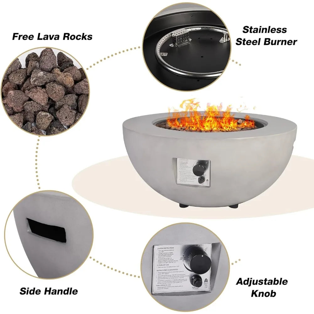 31.5 Inch Outdoor Propane Fire Pit Table With Tank Cover 50000 BTU