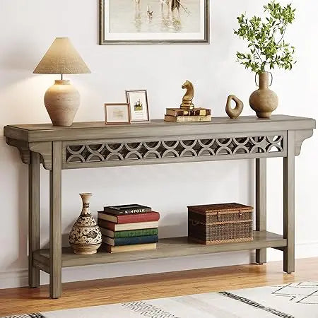 70.8 Inch Solid Wood Console Table Farmhouse Entryway Narrow Sofa Table