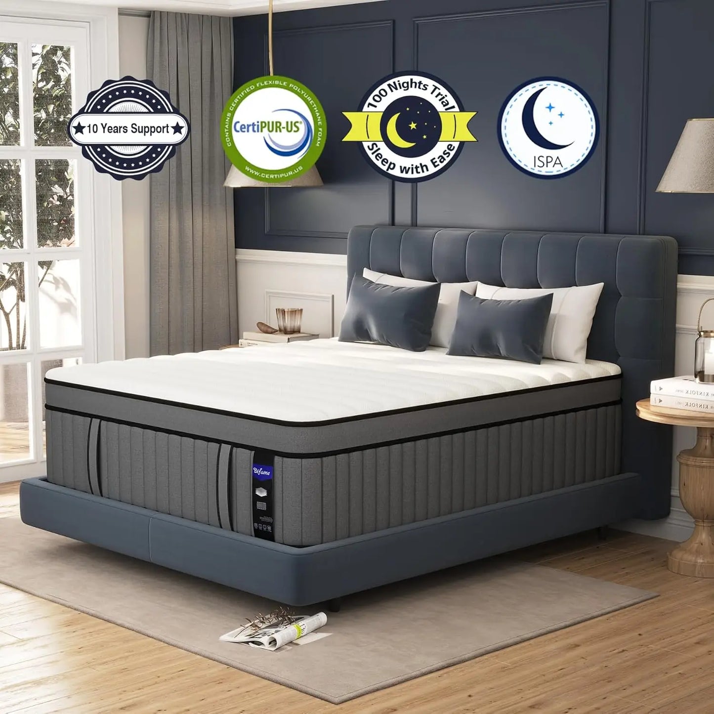 Ljustra King Size 14 Inch Gel Memory Foam Hybrid Mattress in a Box