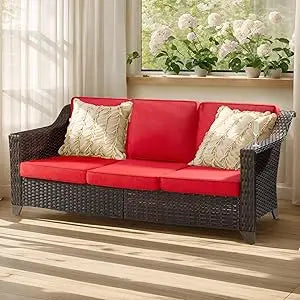 All Weather 3-Seat Patio Couch Outdoor Sofa with Premium Cushions