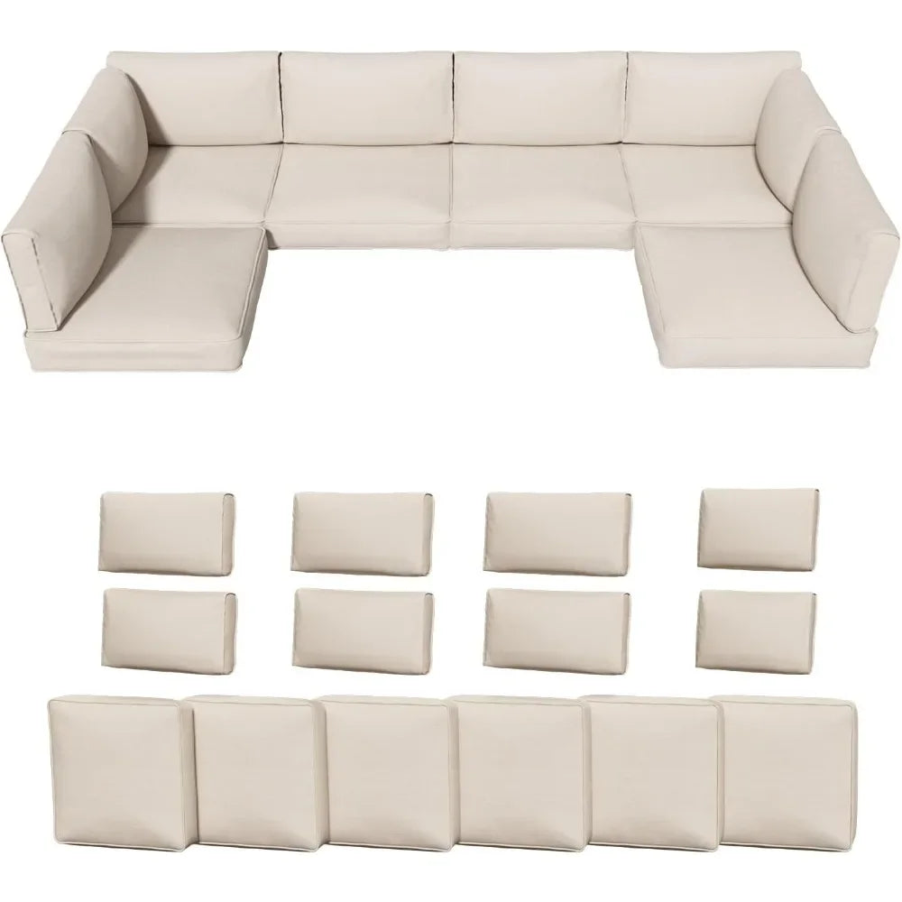 Outdoor Patio Furniture Cushions Waterproof Sofa Couch Replacement Foam 14 Piece