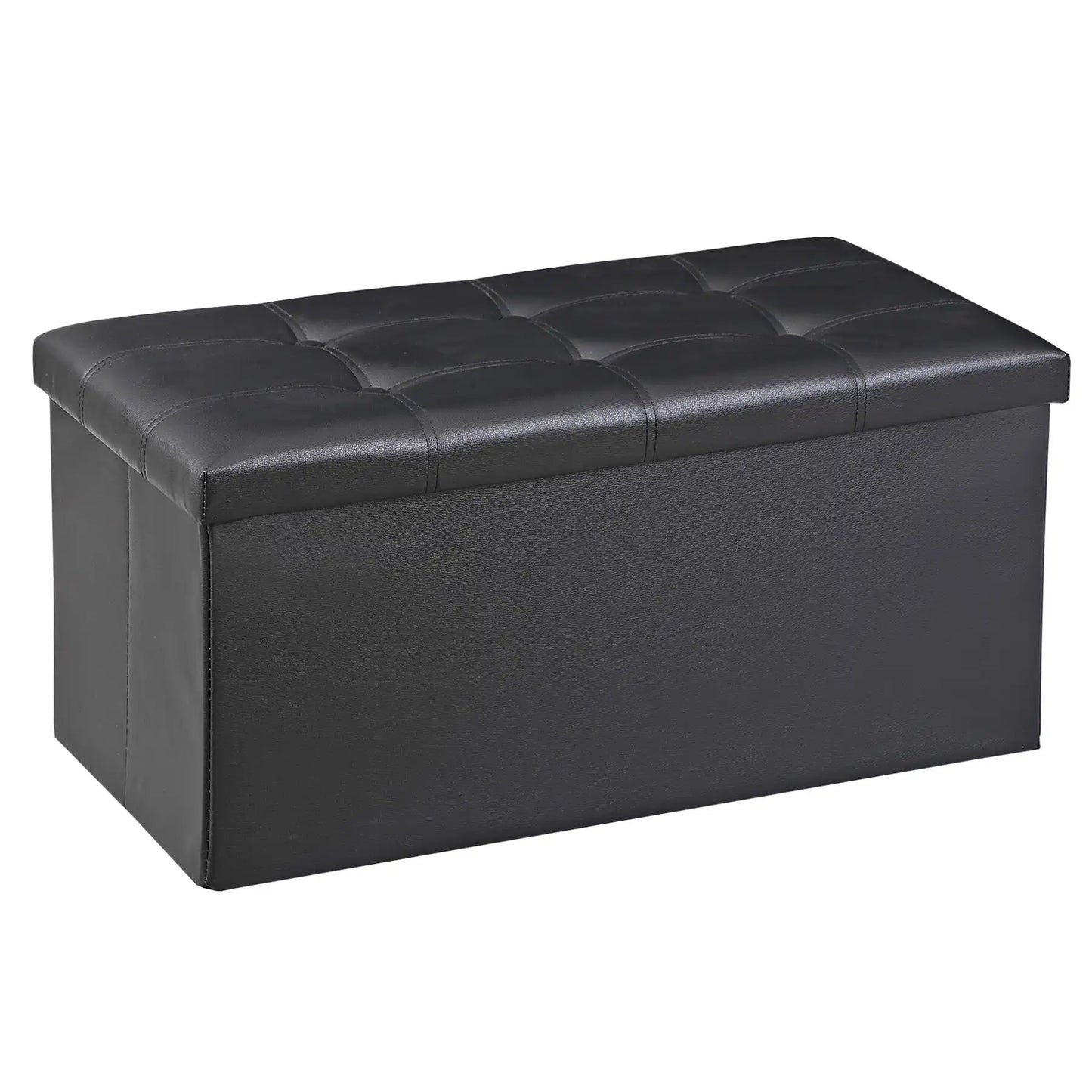Folding Storage Ottoman Bench Faux Leather Footrest 350 lbs Capacity