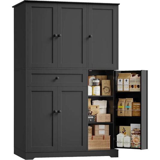 68 Inch Tall Kitchen Pantry Storage Cabinet Modern Hutch Freestanding