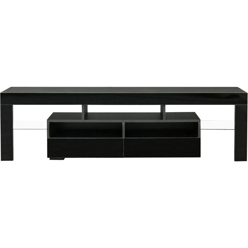 Modern LED TV Stand with 2 Drawers Open Shelves for 55-70 Inch TVs
