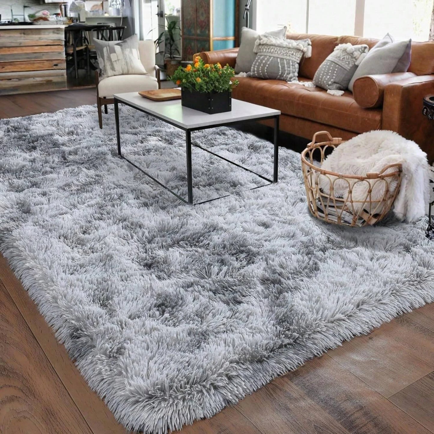Large Modern Fluffy Carpet Plush Rug for Living Room Bedroom Kids