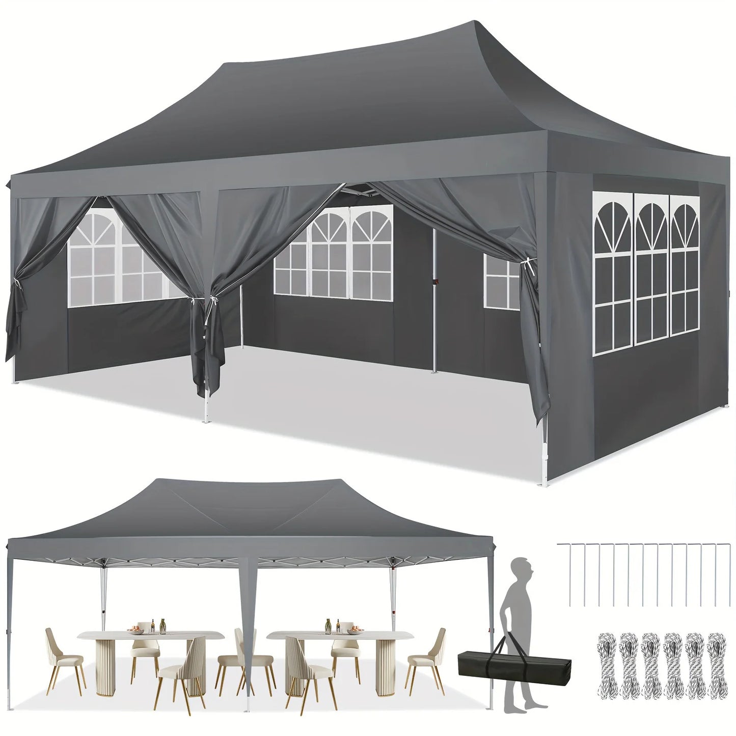 10x20 Pop Up Canopy Tent Wedding Party Outdoor Gazebo with Sidewalls