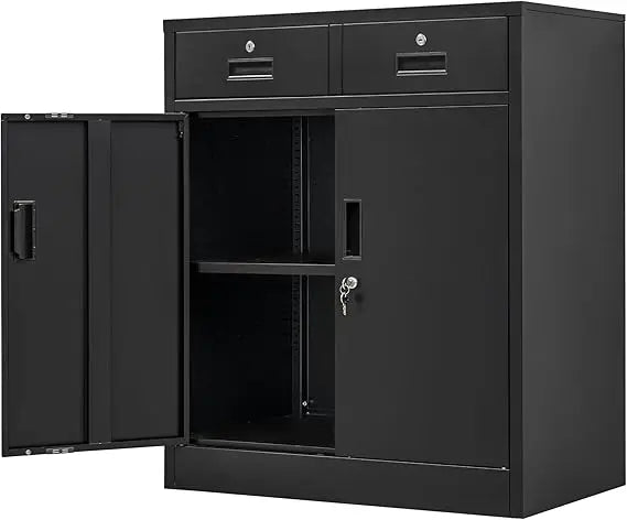 Metal Storage Cabinet 36 Inch Locking with Drawers Adjustable Shelf