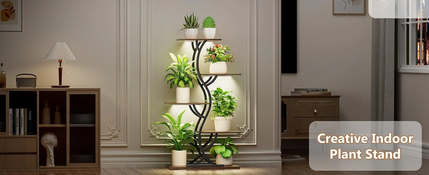 Indoor Plant Stand with Grow Lights 5-Tiered Metal Shelf Rack