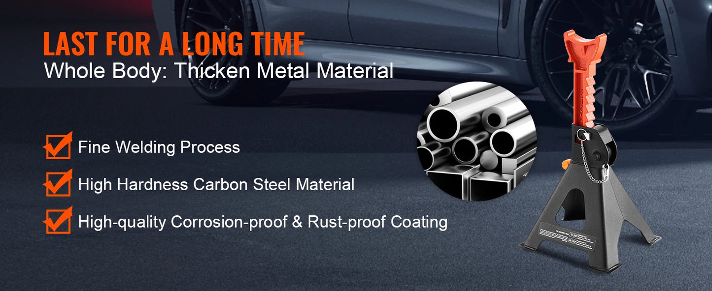 Ljustra 3 Ton Car Jack Stands Adjustable Double Locking SUV Pickup Truck