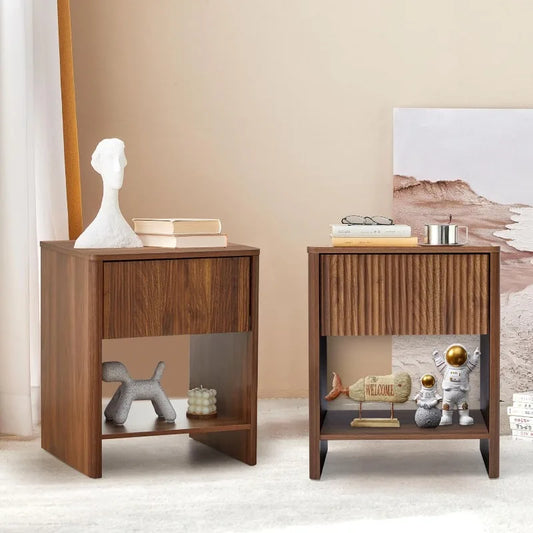 Mid Century Modern Nightstand Set 2 with Drawer for Bedroom Living Room