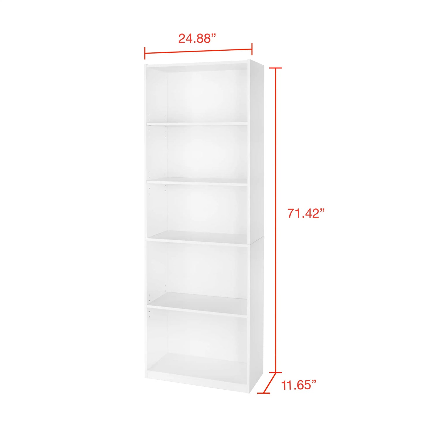 5-Shelf Bookcase Adjustable Shelves Solid Wood Display Storage Unit