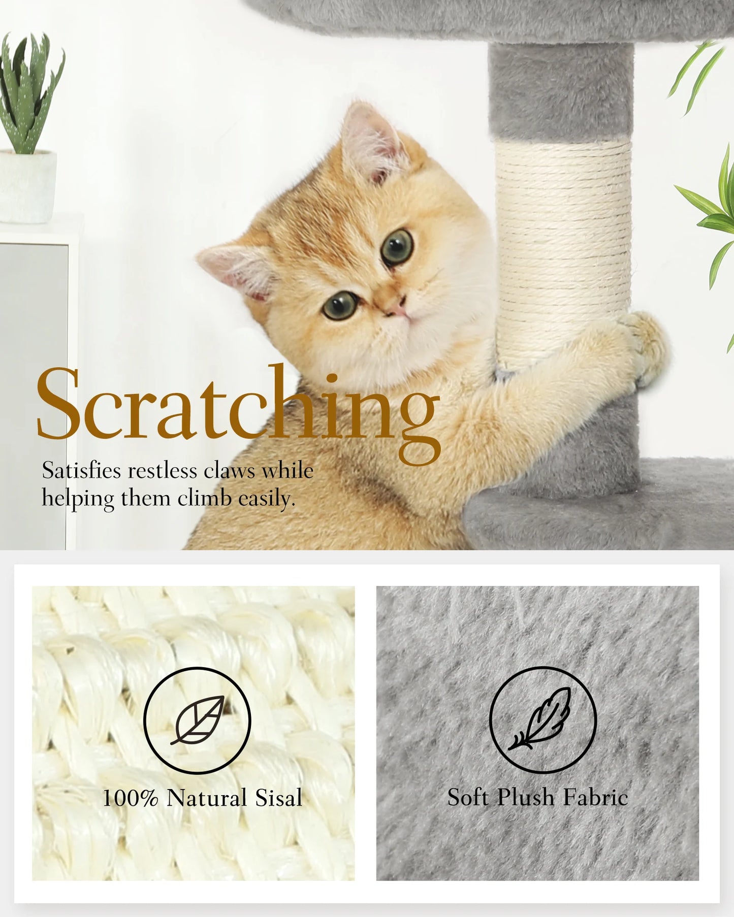 Ljustra Cat Climbing Frame Multi-Level Cat Tower with Scratching Post