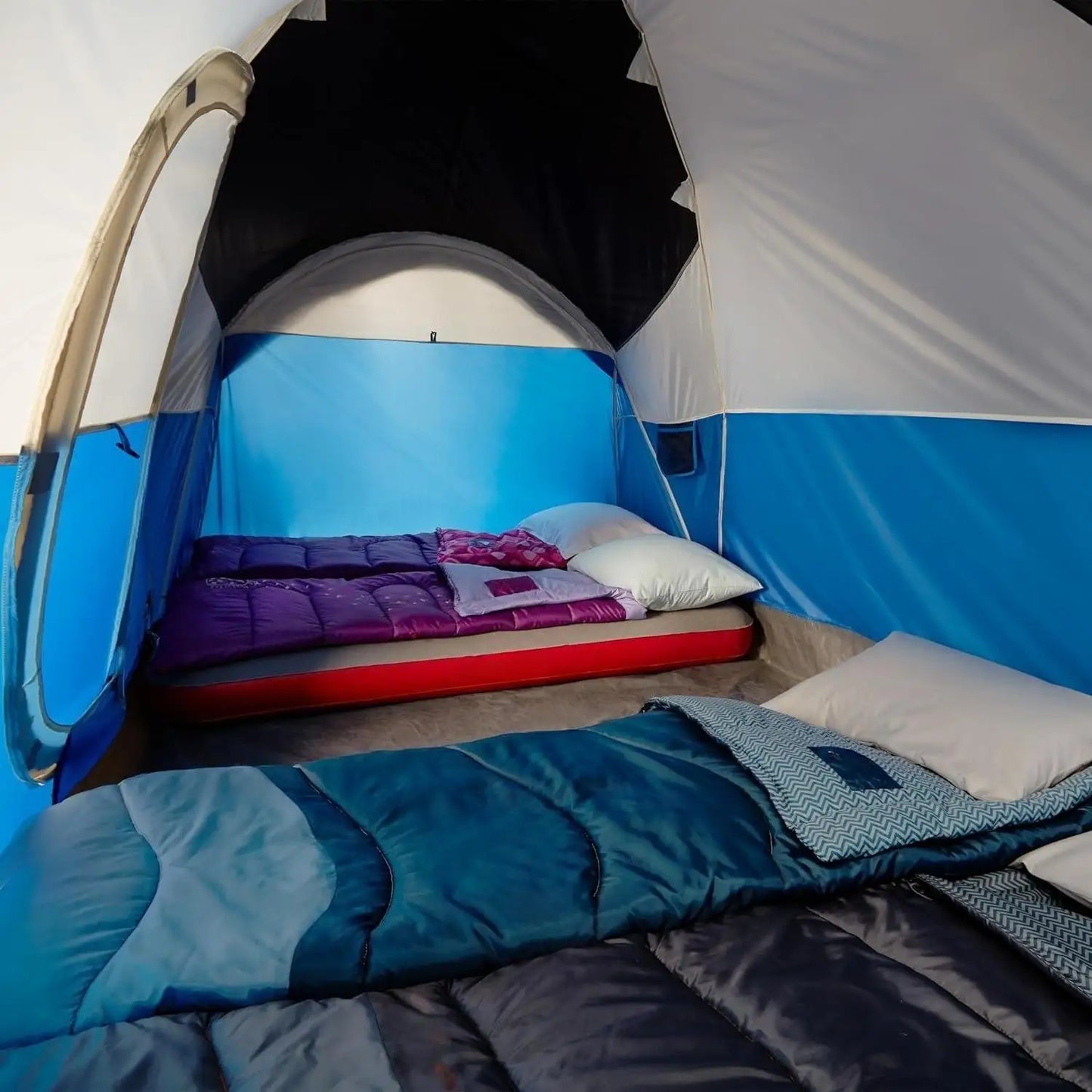 8-Person Family Camping Tent Weatherproof Easy Setup Airbeds