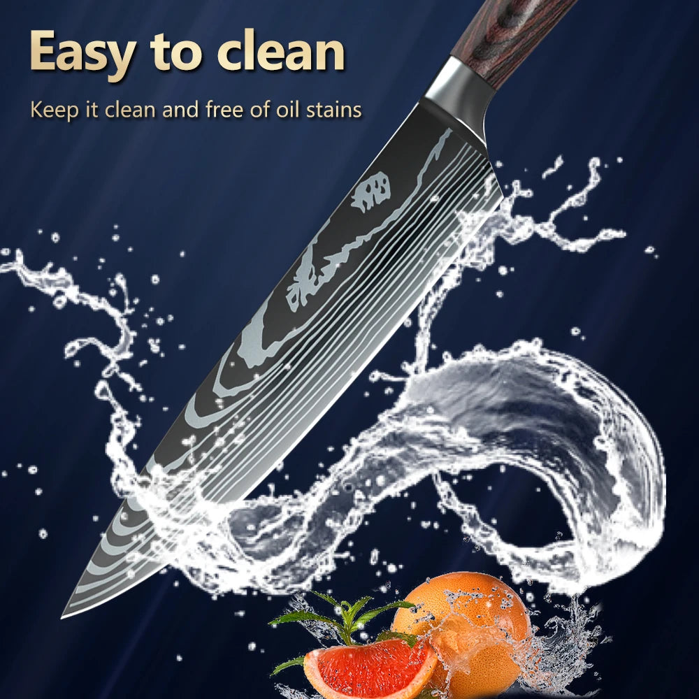 Chef Knife Set Japanese Damascus Steel Kitchen Knives Professional 1-10PCS