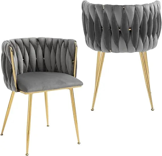 Velvet Dining Chairs Set of 2 Modern Accent Chairs with Gold Legs