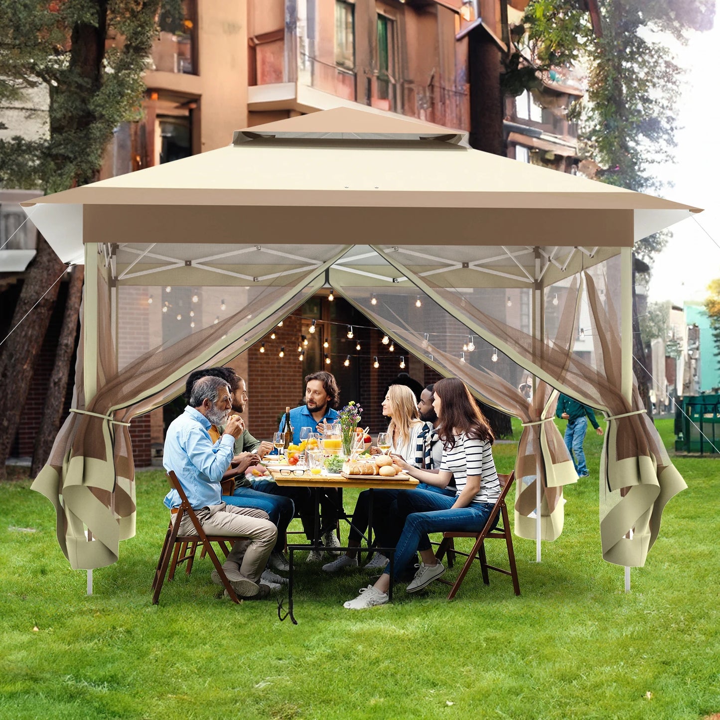 Gazebo Waterproof Pop Up Folding Tent with Mosquito Net 3.3x3.3m