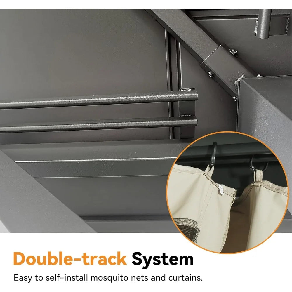 10x10 Modern Hardtop Gazebo with Metal Structure and LED Lights