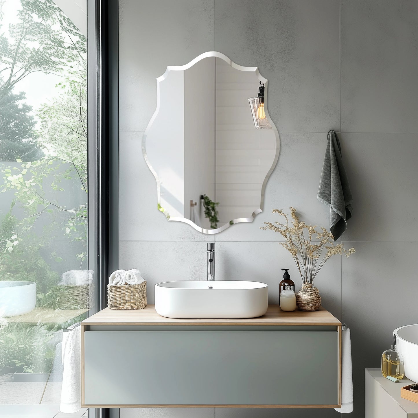 Ljustra Wisfor Wall Mirror Frameless Beveled Edge Modern Design 60cm 80cm