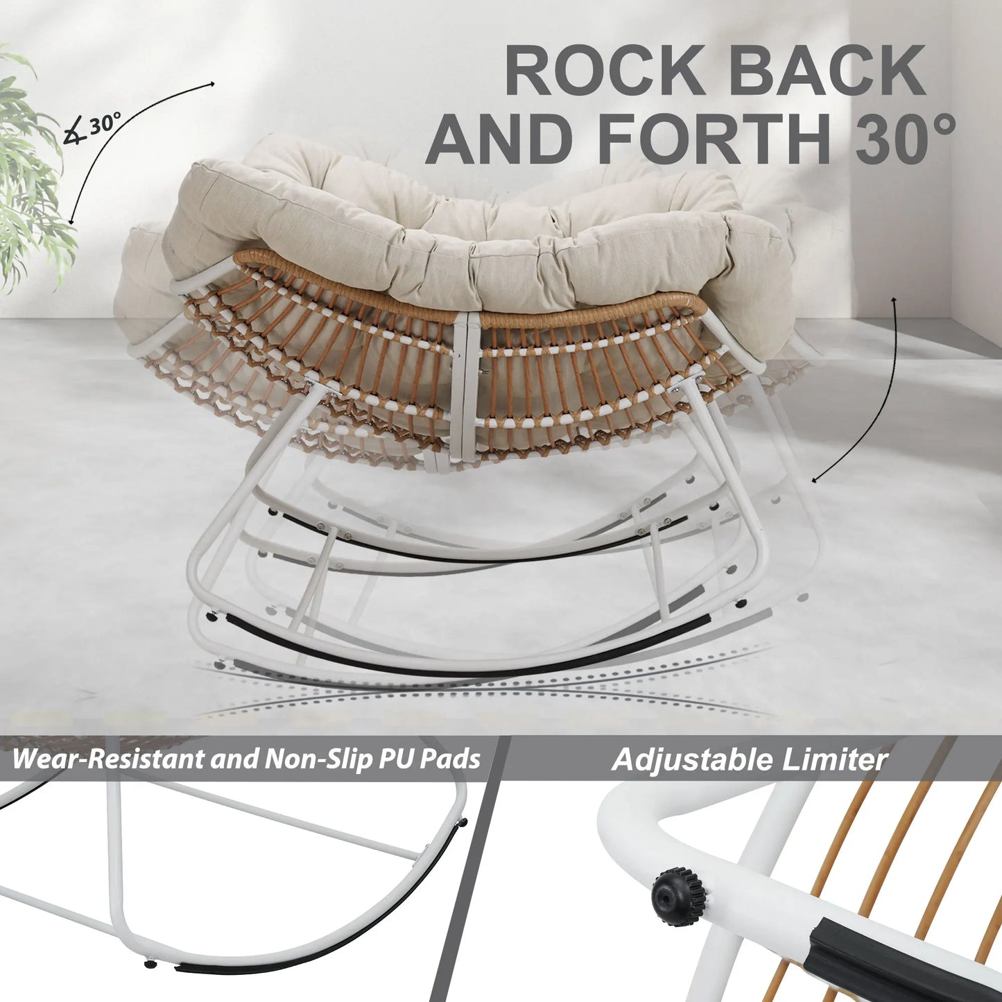 Outdoor Rocking Chair Patio Wicker Egg Chair Indoor Papasan Chair