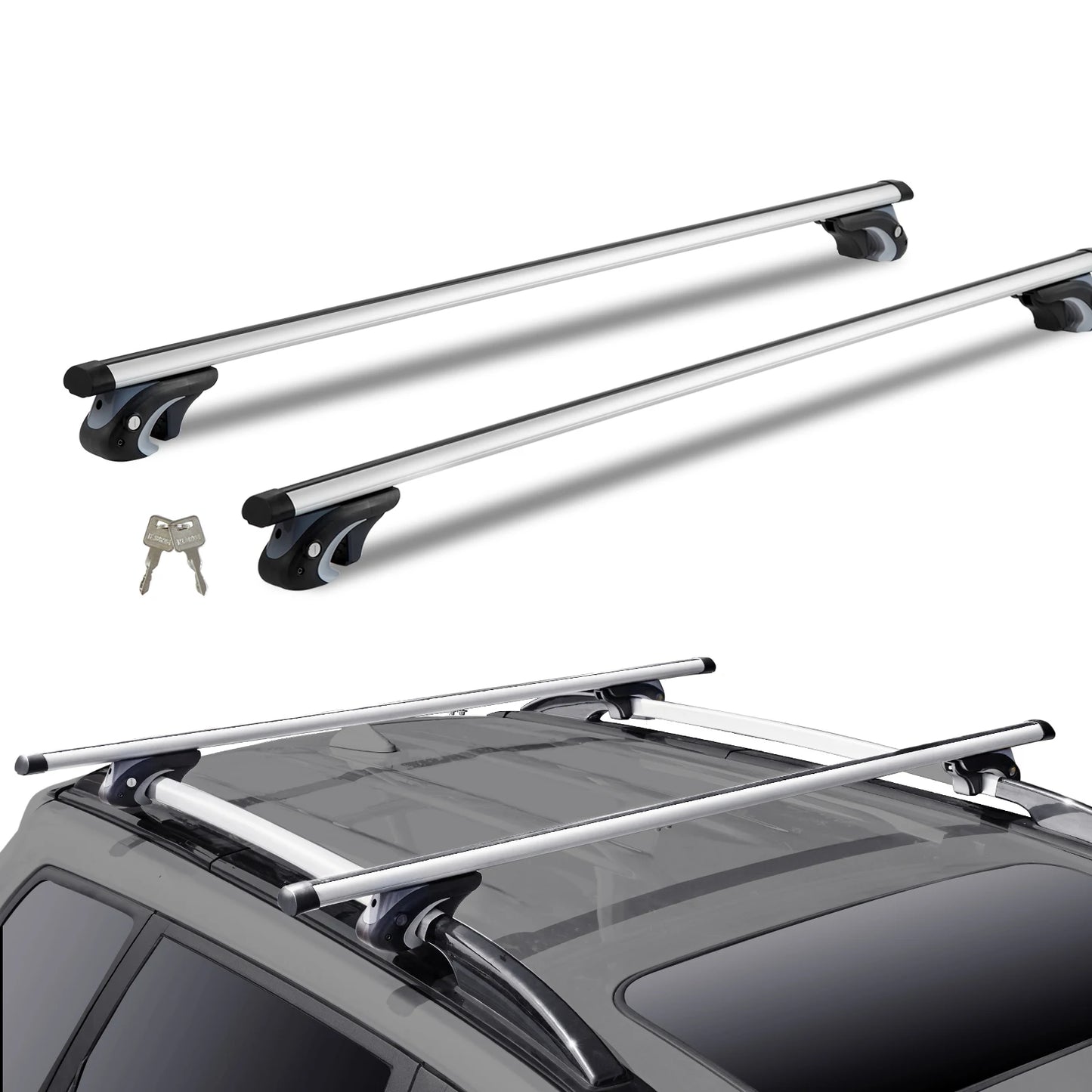 Adjustable Aluminum Roof Rack CrossBars Carrier for SUVs Sedans