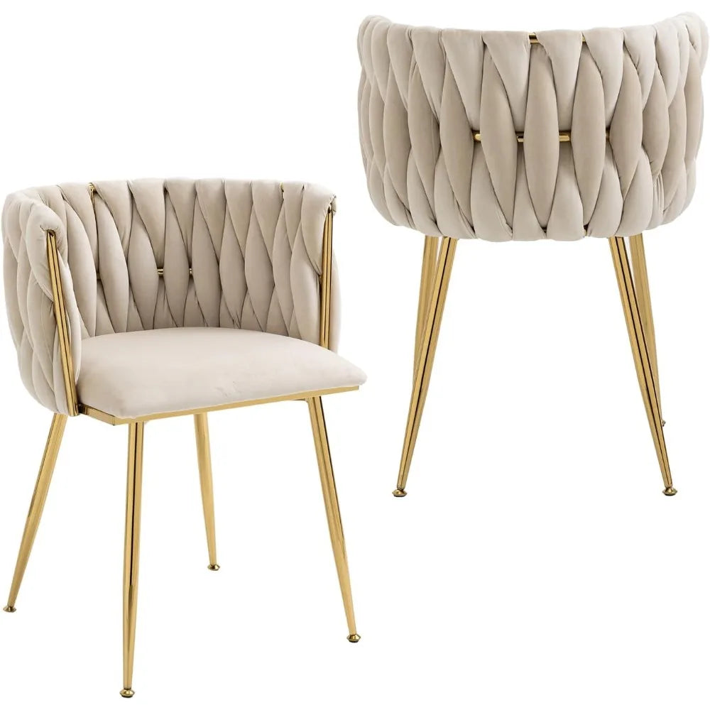 Velvet Dining Chairs Set of 2 Modern Accent Chairs with Gold Legs