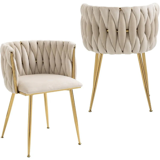 Velvet Dining Chairs Set of 2 Modern Accent Chairs with Gold Legs