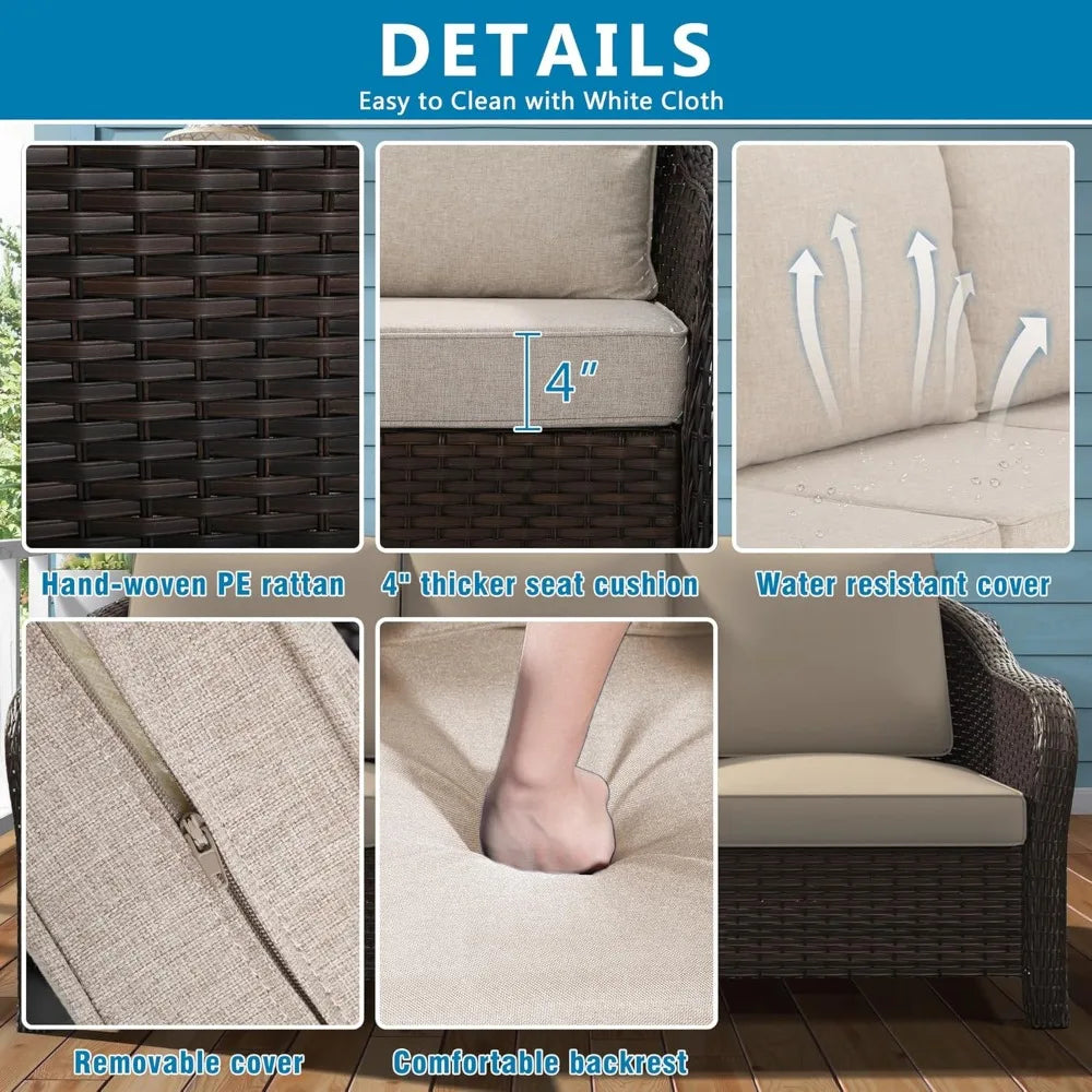 Outdoor Patio 360 Degree Swivel Glider Rocker Chairs Set of 2 Washable Cushions