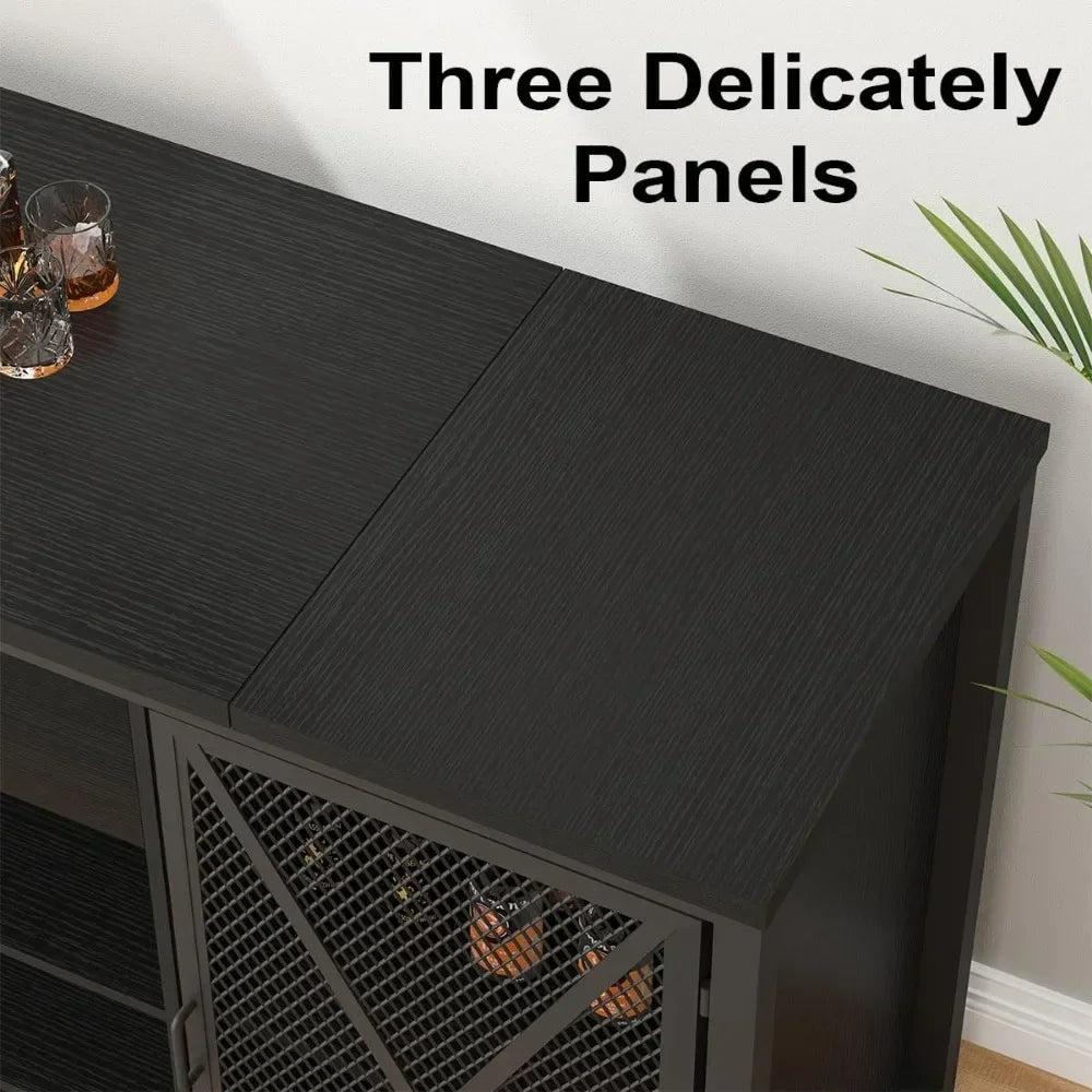 Large Modern Coffee Bar Cabinet with Fridge Space Wine Liquor Rack