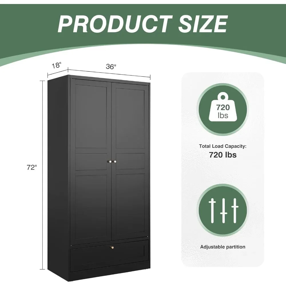 Ljustra Metal Wardrobe Closet Cabinet Armoire Storage with Drawer