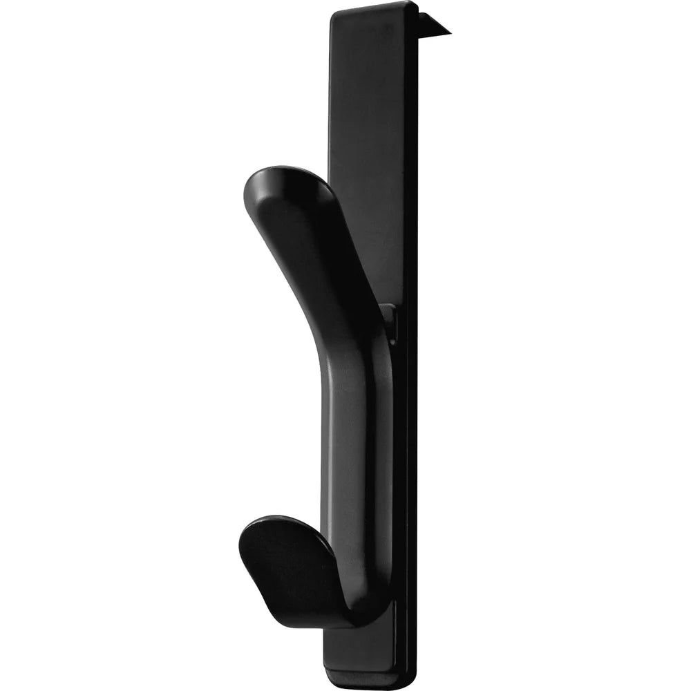 Over The Panel Double Coat Hook Plastic Black for Home and Garments