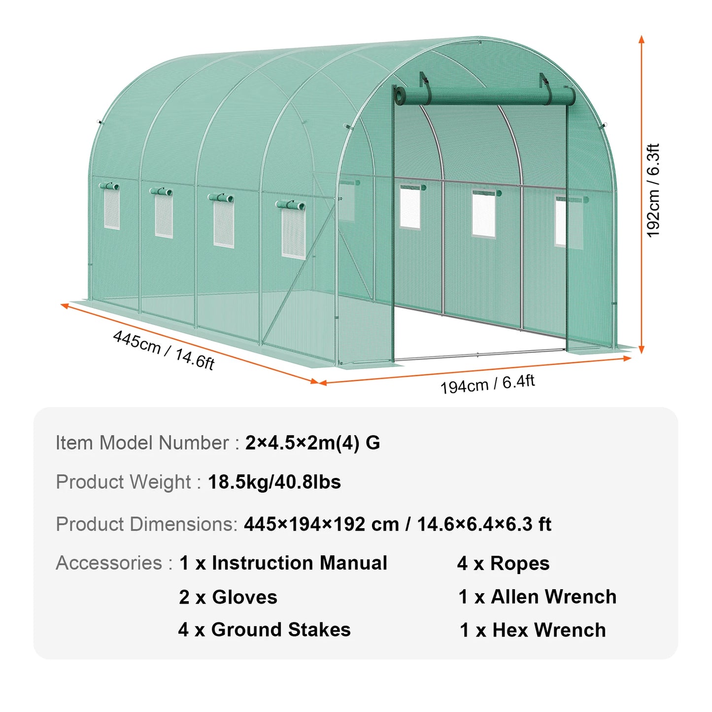 Large Walk-in Tunnel Greenhouse Heavy-Duty PE Cover Steel Frame