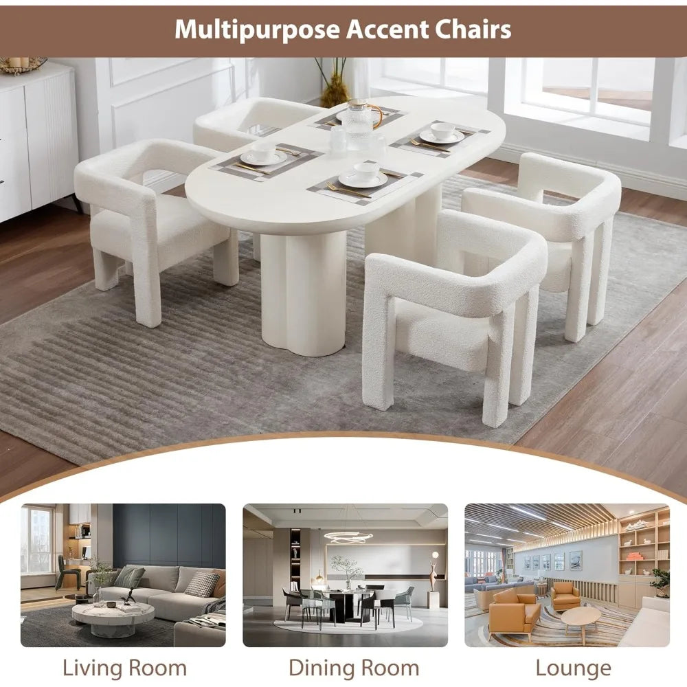 Modern Dining Chair Set of 4 Upholstered Barrel Accent Armchairs