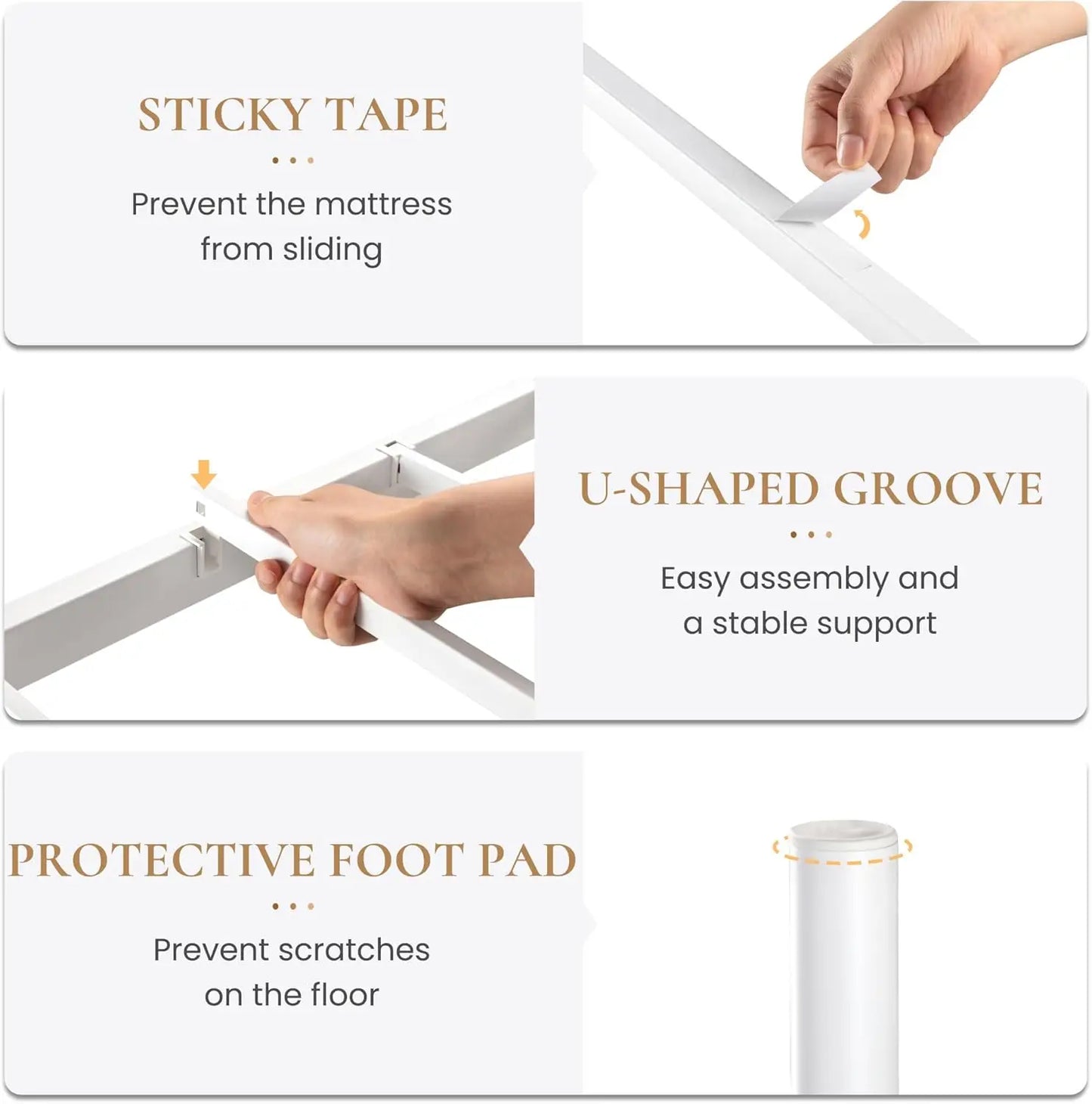 Vintage Twin Size Metal Platform Bed Frame with Headboard and Footboard