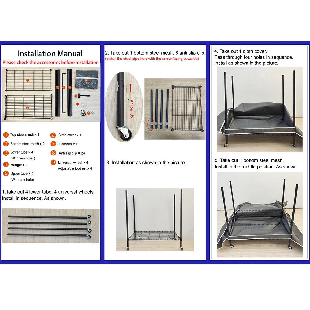 Portable Storage Closet with Wheels Heavy Duty Garment Rack with Cover