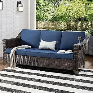 All Weather 3-Seat Patio Couch Outdoor Sofa with Premium Cushions